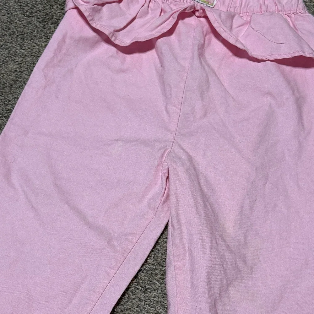 Vintage OshKosh B'Gosh Girls Pink Pants 6 Ruffle Waist Cottagecore Fruit